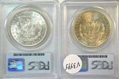 2 Great Gem BU 1883-O & 1885-O Morgan Silver Dollars. PCGS MS65