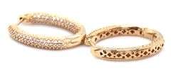 14kt Yellow gold 1ctw single cut pave diamond in/out hoop