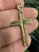 10k Yellow Gold Christian Diamond Cut Cross Pendant Religious Charm