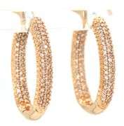 14kt Yellow gold 1ctw single cut pave diamond in/out hoop