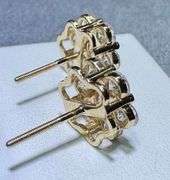 14K Yellow Gold Round Brilliant Cut Diamond Cluster Earrings of 2.60 CT