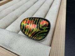 Sterling Silver 925 One of a Kind Dichroic Glass Ring Size 6
