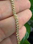 14k Yellow Gold Solid Pave Curb Link Chain 3.2mm Bracelet 8"