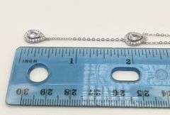 925 Sterling Silver Lariat Pear Shaped CZ Necklace