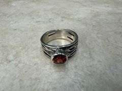 Sterling Silver 925 Gemstone Natural Garnet Ring Size 6.5