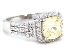 925 Sterling silver yellow cubic zirconia ring with white CZ
