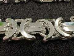 Sterling Silver Byzantine Flat Link Chain 17.5mm 925 Italy Heavy Necklace 24"