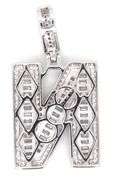 925 Sterling silver cubic zirconia N initial pendant