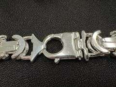 Sterling Silver Byzantine Flat Link Chain 17.5mm 925 Italy Heavy Necklace 24"