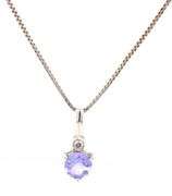 14kt White gold blue topaz pendant on box chain necklace