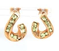 Stylish 14K YG Post Earrings with a Swirl of Peridots