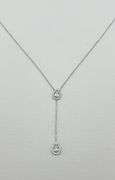 925 Sterling Silver Lariat Pear Shaped CZ Necklace