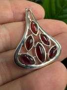 Sterling Silver 925 Natural Garnet Gemstone Pendant