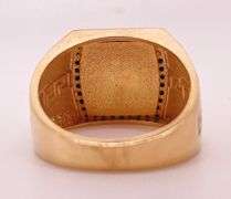 Men's 14kt Solid Yellow Gold, Onyx, & CZ VERSACE Ring. Total weight: 6.80 grams