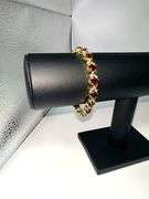 Gold Plated Lab Simulated 16.5 Cttw Red Ruby Diamond Tennis Bracelet