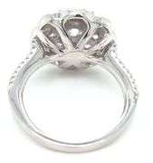 925 Sterling silver flower style round brilliant cut white cubic zirconia ring