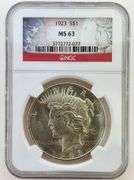 1923 Silver Peace Dollar, NGC MS63
