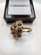 Extremely fine Antique Russian 18k gold ring hand made with 15 natural fine rubies