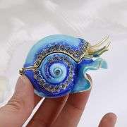 Hand-Painted Conch Trinket Box with Rhinestones