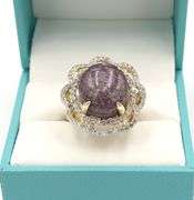 Breathtaking Huge 27.24CTS Natural Unheated Cabochon-Cut Star Ruby & White Sapphire Ring in Yellow G