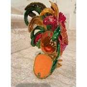 Ruby Red Faberge Rooster Jewelry Box with 24k Gold and Crystals