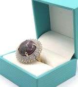 Amazing Huge 28.43CTS Rare Natural Unheated  Cabochon-Cut Star Ruby & White Sapphire Ring in Yellow 