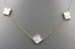 925 Sterling silver 5 clover mother of pearl necklace