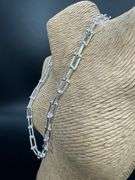 Sterling Silver Diamond-Cut Paperclip Bead Chain Necklace 18"