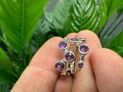 Sterling Silver Natural Gemstone Amethyst Ring Size 6