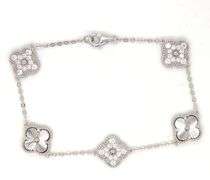 5 Clover cubic zirconia link bracelet in 925 sterling silver
