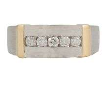 Gents 0.50ctw Diamond Channel Set Two Tone Band Ring in 14K