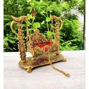 Metal Krishna Jhula Swing – Gold-Tone Aluminum Palna
