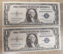 6 Lots Of 2 (12 Notes Total) Consecutive Silver Certificates, UNC