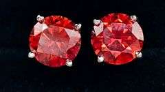 Hot Cherry Red 2 Ctw Fire Moissanite Earrings
