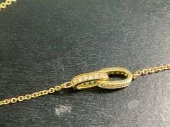 CERTIFIED 18K YELLOW GOLD LONG STATION NECKLACE WITH DIAMONDS