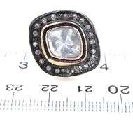 Thick Mine Cut Diamond Earrings with Gold Plated Silver and Diamond Accents