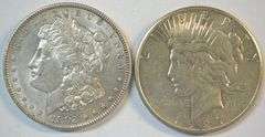 Well struck and brilliant 1902 Morgan & 1927 Peace Silver Dollars