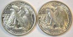 Blazing Gem BU 1942 and 1945 'P' Mint Walking Liberty Half Dollars