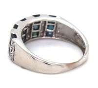 14kt White gold channel set square sapphire and diamond ring