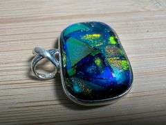 Sterling Silver 925 One of a Kind Dichroic Glass Pendant