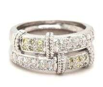 18kt White gold 0.35ctw white and yellow double row diamond pave band