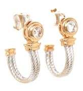 14kt two tone gold 0.40ctw bezel set diamond cable J hoop