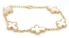 925 Sterling silver 5 cross mother of pearl bracelet