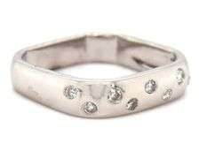 14kt White gold square diamond scatter band