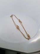 CERTIFIED 18K YELLOW GOLD LONG STATION NECKLACE WITH DIAMONDS