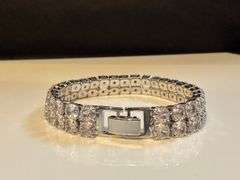14 Kt White Gold Plated 58 Count Lab Simulated Diamond Tennis Bracelet
