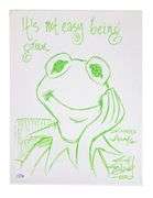 Guy Gilchrist Hand Drawn Autographed Kermit Muppets Art Canvas ACOA