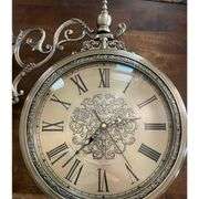 Large Double-Sided Wall Clock with Metal Frame