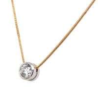14kt Yellow gold 0.50ct bezel set diamond pendant on chain
