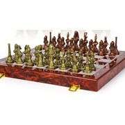 Egyptian-Style Metal Chess Set with Wooden Board